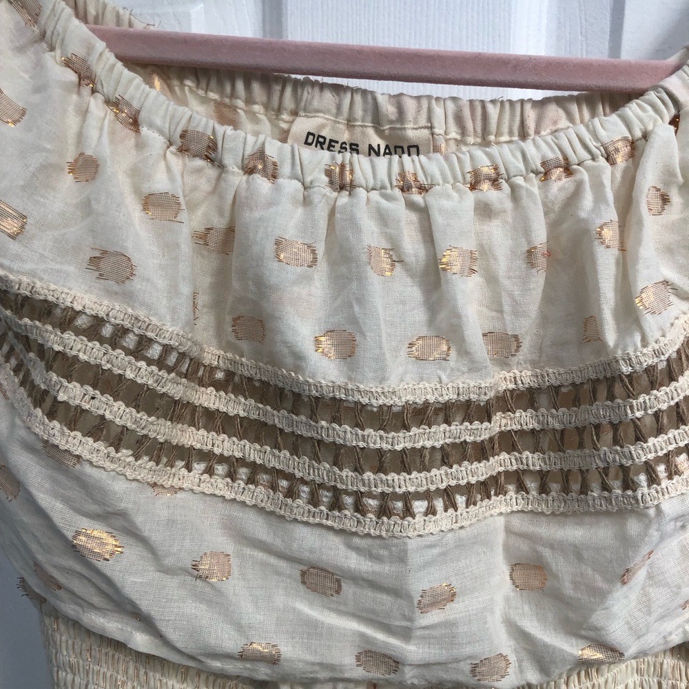 Dress Nado NWT Lined Medium dress Cream Brown Maxi Dress Boho Cotton - Picture 3 of 16
